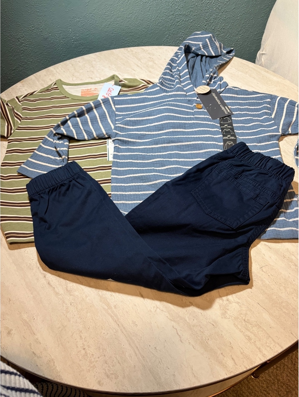 Cat & Jack New With Tags Boys' 3-Piece Outfit Set - Striped Hoodie, Long Sleeve,